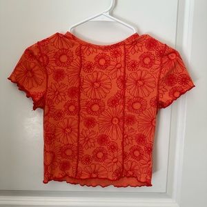 Orange floral crop top